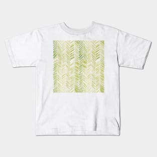 Watercolor Herringbone Pattern - Chartreuse Kids T-Shirt